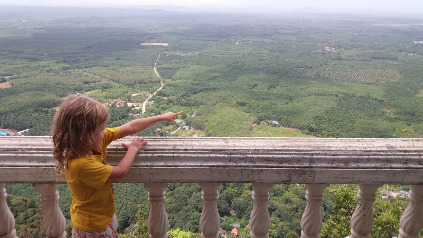 Little Miss & panoramic view, Tiger Cave temple, Krabi Province, Thailand