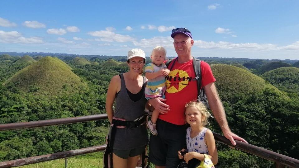 Things to do in Bohol with kids-Elly, Romy, Colin, and Ayla at Chocolate hills