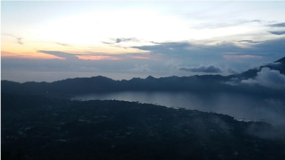 Lake view from top of Mount Batur in Bali
