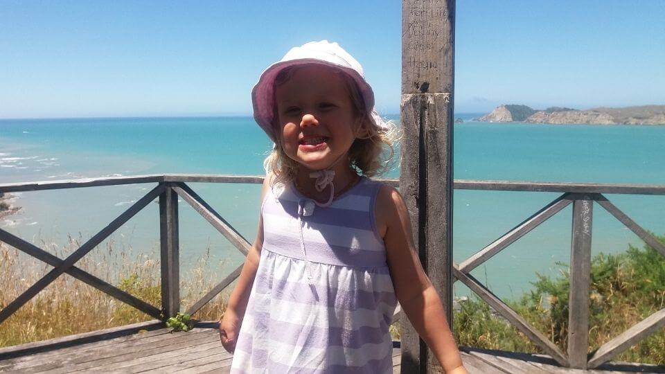 Day trip to Tolaga Bay-lookout walkway-Ayla at top