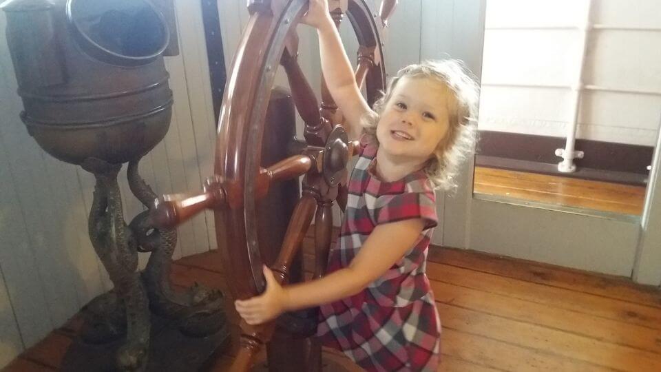 Things to do in Giborne-Tairawhiti museum-Ayla playing in the Star of Canada ship