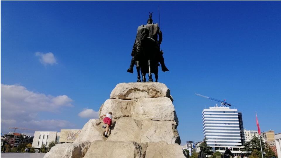 Skanderbeg monument Tirana Centre