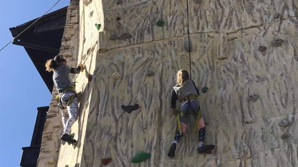 Top things to do in Bansko Bulgaria-The house outdoor climbing wall-Elly and Ayla