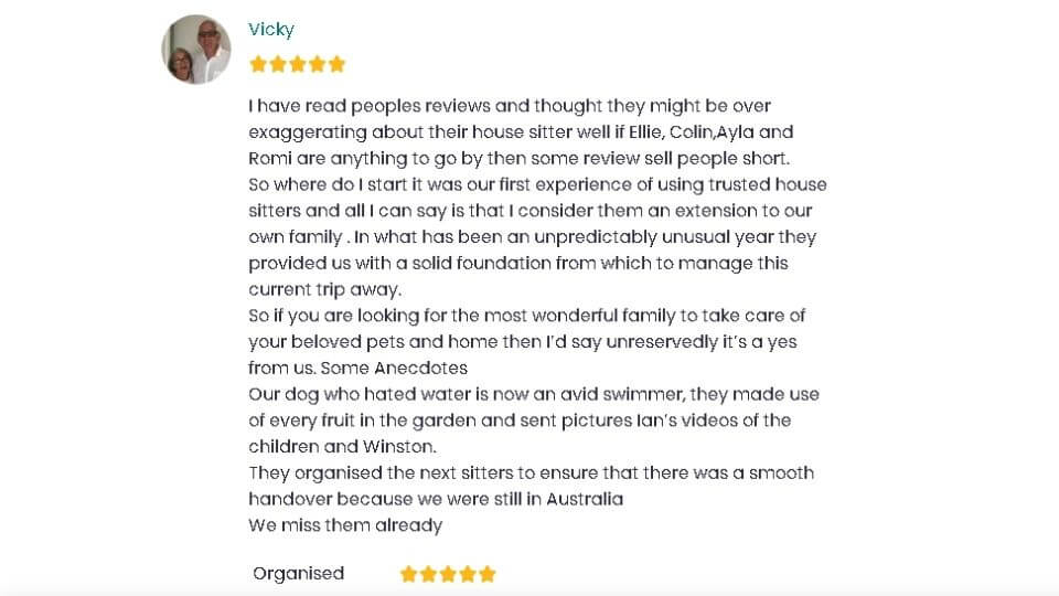 Trusted House Sitters Review-Vicky and Rob Review