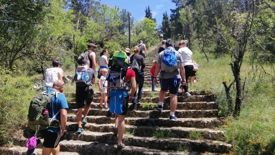 Things to do in Ohrid-hike to Ramne village-worldschooling group at the start of the trail