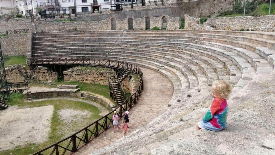Things to do in Ohrid-wander the old town-Romy at the amphitheater