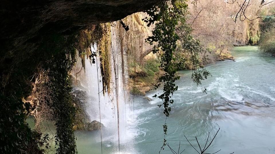 You can walk behind the inland Duden waterfalls in Antalya