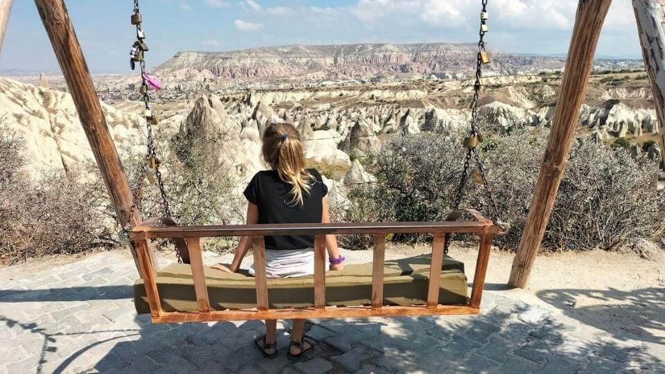 Things to do in Cappadocia-visit love valley-Ayla sitting in a swing overlooking the valley