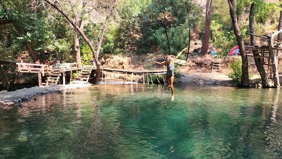 Things to do in Fethiye-spend the day at Yesil Vadi-Ayla jumping off the swing into the cold water