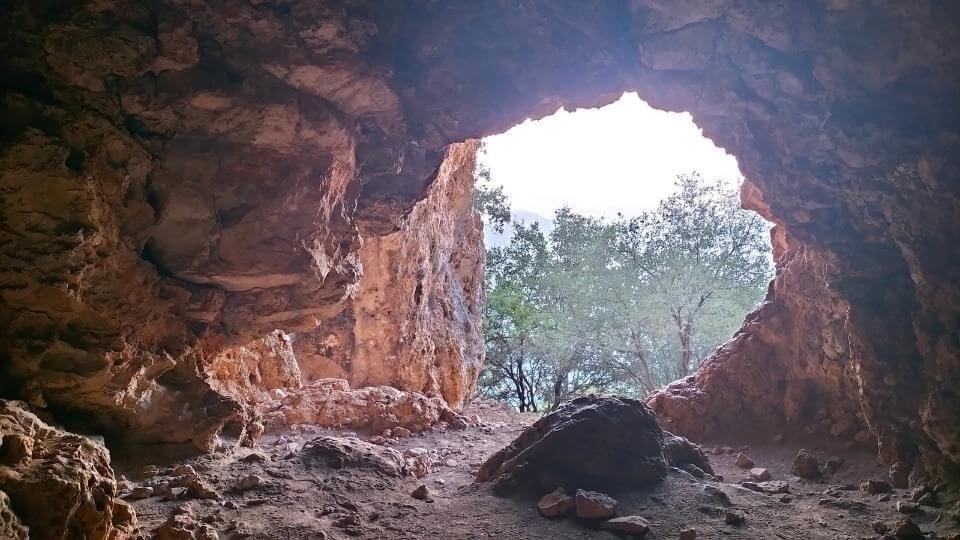 View from inside the giant's cave looking out on the Likya yolu (Lycian way) trail above Kas