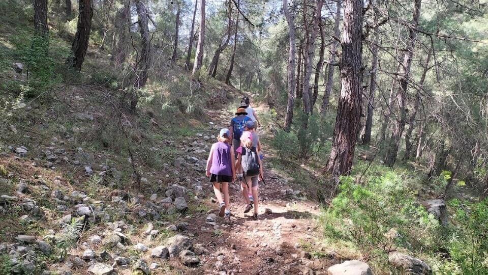 kids and adults on the Fethiye to Ovacik hiking trail