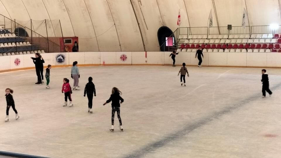 Ayla and some of the other ice skaters at Batumi ice rink.