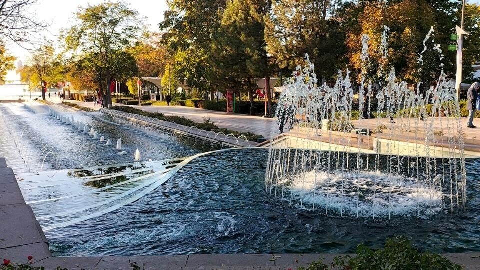 Water fountains in Genclik park in central Ankara