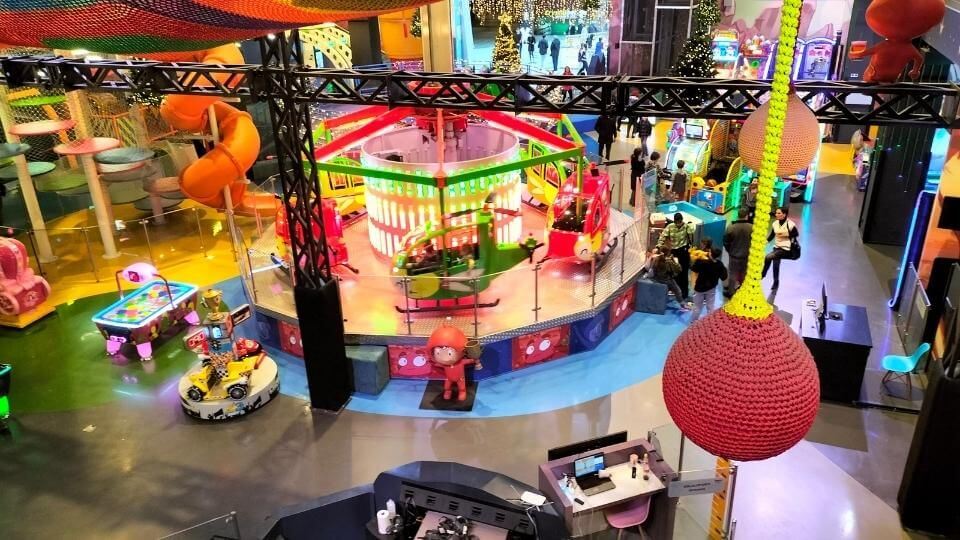 The play space on the top level of City Mall in Tibilisi has plenty to keep kids entertained for hours