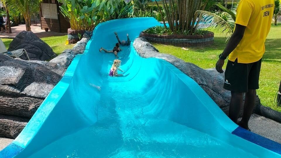 The Lotus Desaru Resort has a waterpark with a lazy river, that's more like a long slide separated into sections.