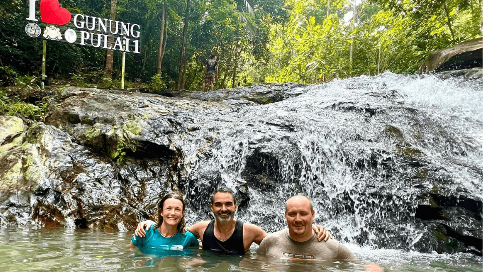 Swimming with worldschooling friends at the Gunung Pulai recreational reserve waterfalls near Johor Bahru