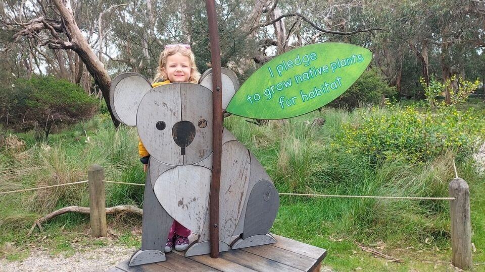 Romy poses for a photo at the Koala Conservation reserve on Phillip Island near Melbourne.