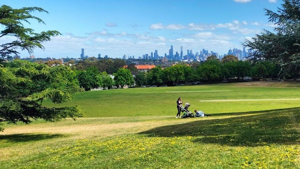 The Anderson Park playground in Melbourne boasts super views of the city skyline
