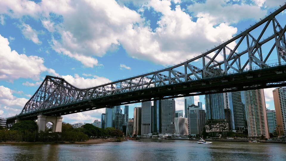 A view of the Story Bridge from oward Smith Wharves in Brisbane.