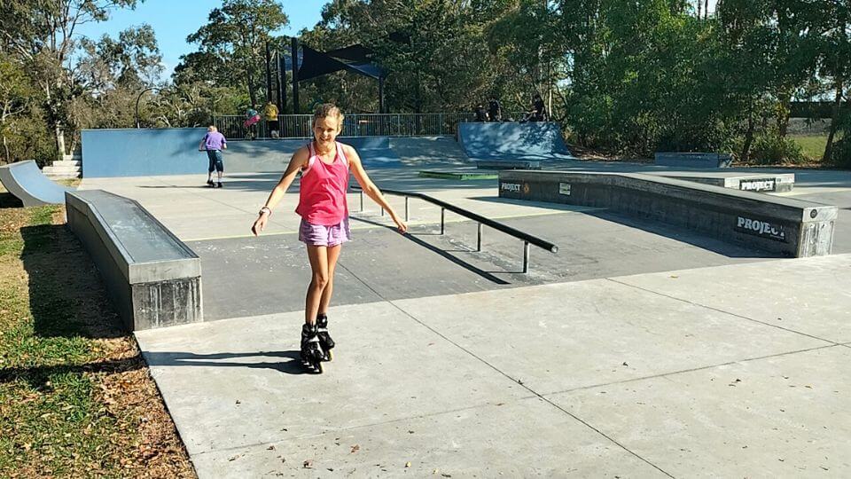 Ayla rollerblading at Ed Devenport Rotary Park in Lota.