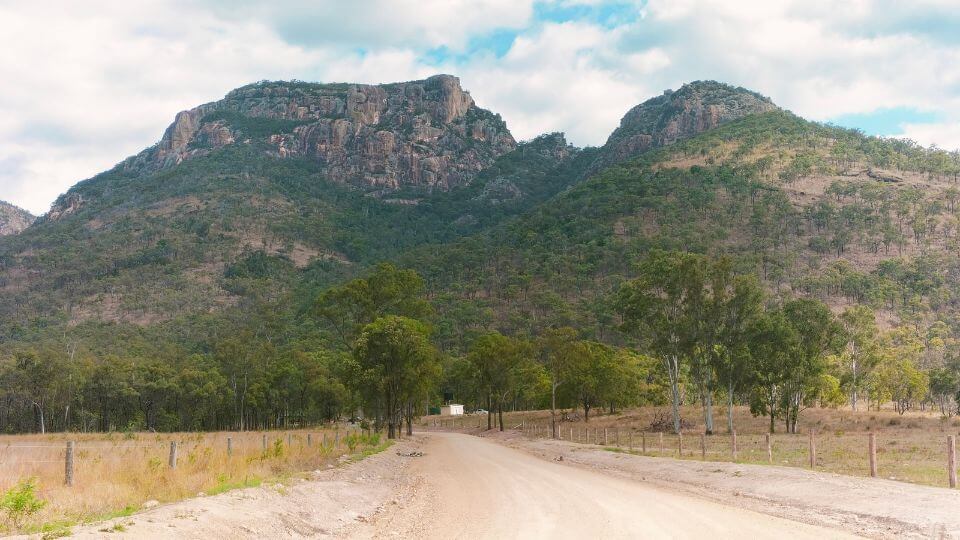 Enjoy a striking view of Mount Walsh as you drive towards the picnic and car park area.