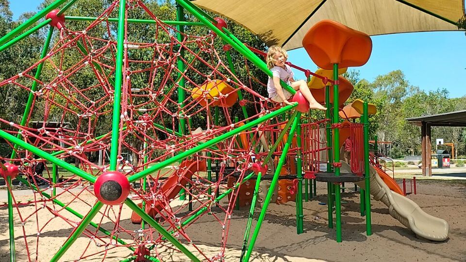 Romy on the play equipment at Mount Cotton Community Park.