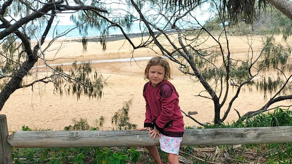 Romy with the beah in the background at Innes Park near Bundaberg.