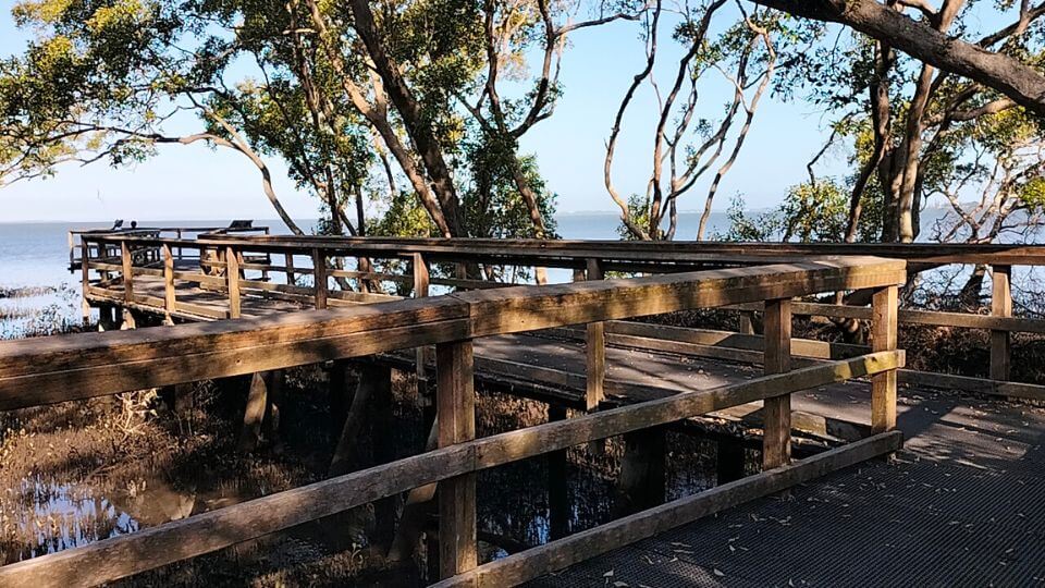 The Wynnum North Reserve circuit features a bird hide and lovely views of Moreton Bay.