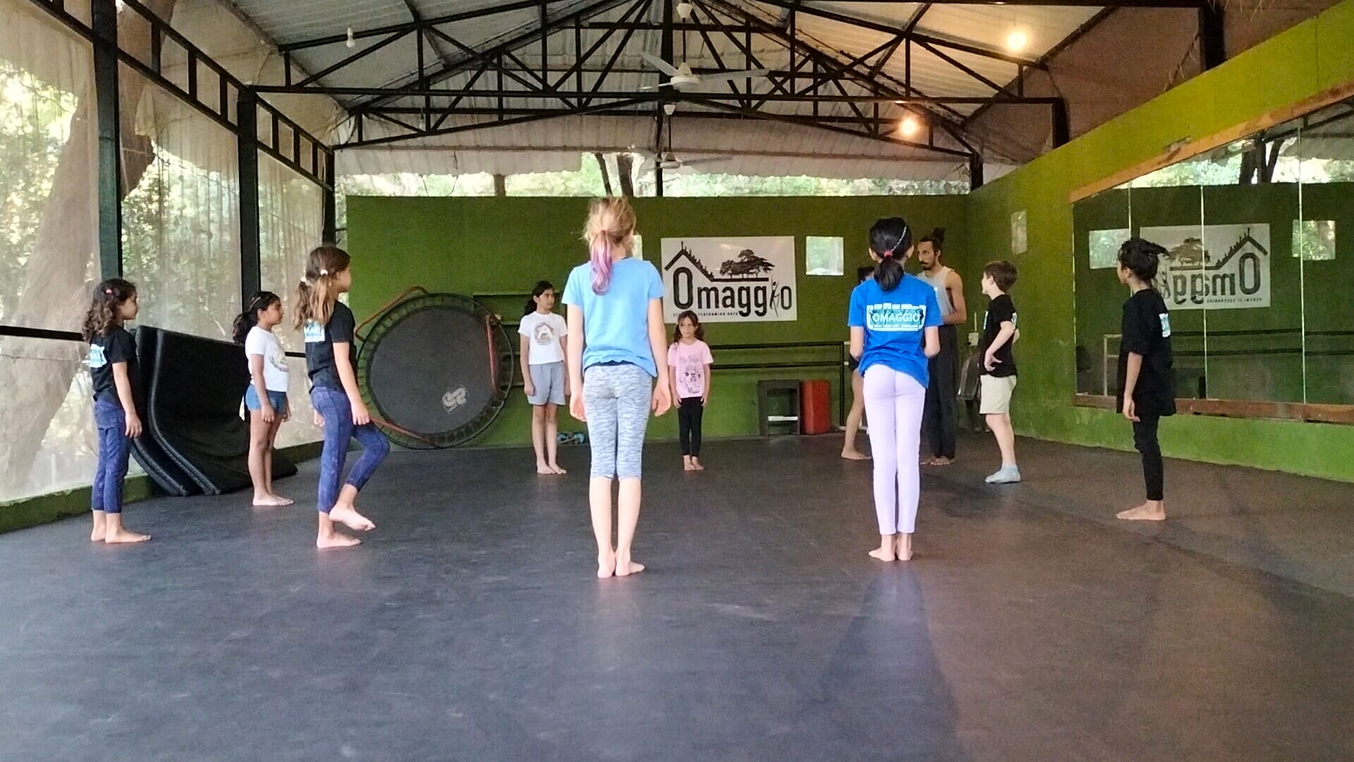 Ayla in a class at Omaggio Performing Arts Centre in Anjuna, Goa, India.