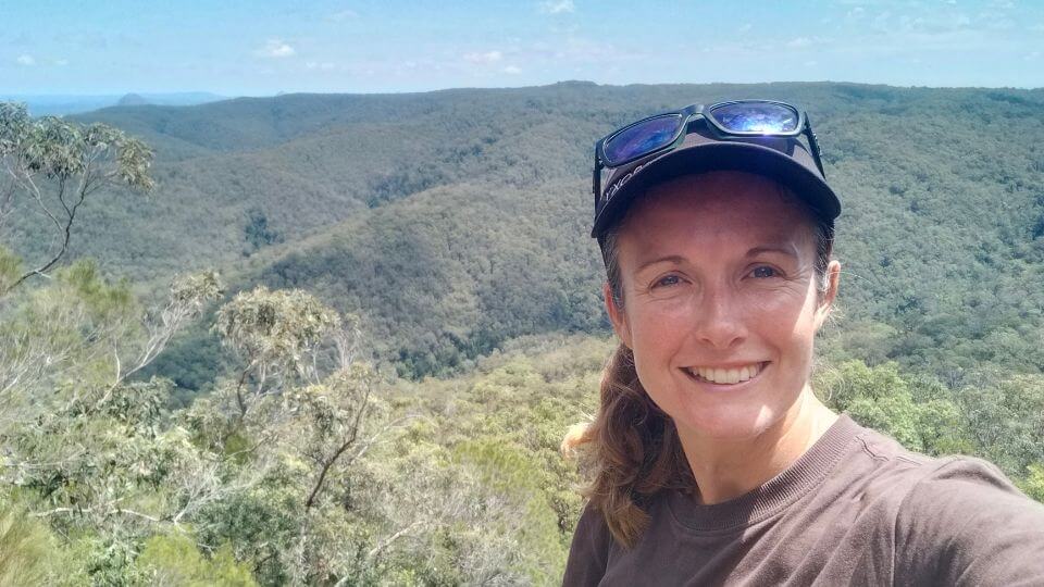 Elly takes a selfie at the Boulder Mountain Summit near Gympie.