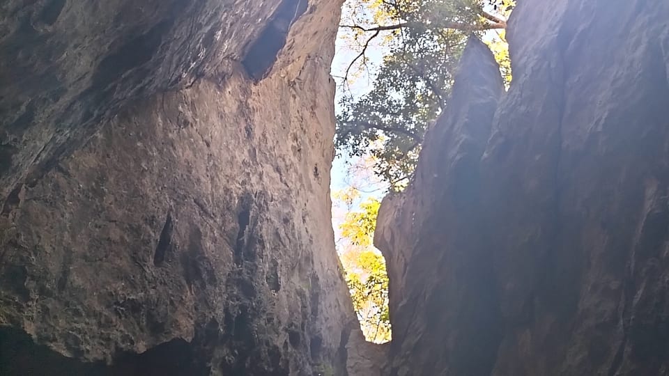A beautiful view from the inside looking out, from the Cathedral Cave Tour at the Capricorn Caves.