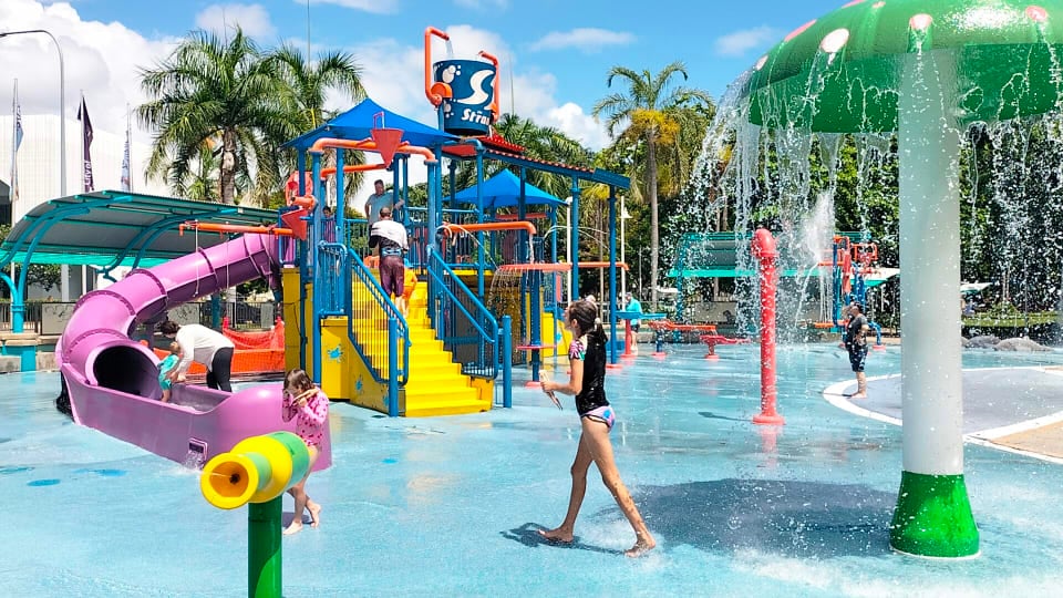 Ayla at The Strand Waterpark, one of the best places to take kids in Townsville.
