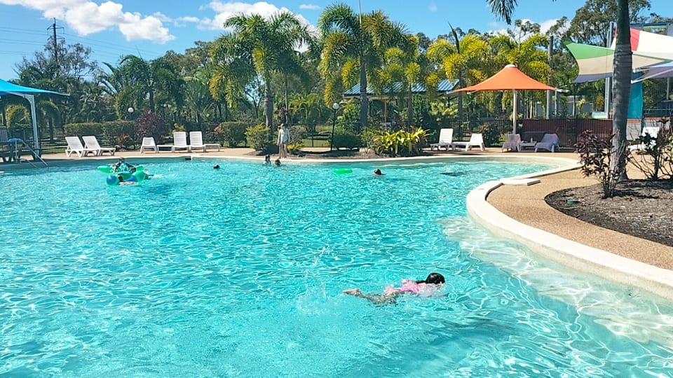 Romy swims at the Big4 Ingenia in Townsville.
