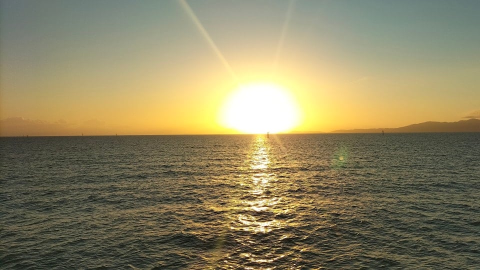 Sunrise, as captured from the ferry between Townsville and Magnetic Island.