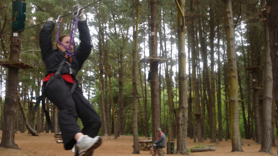 Elly on one of the courses at Adrenalin Forest in Christchurch.