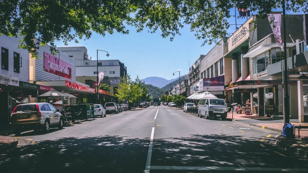 A street in town in Nelson NZ.