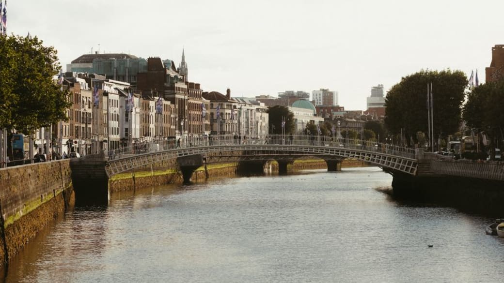 Scenic view of Dublin's Ha'penny Bridge over the River Liffey