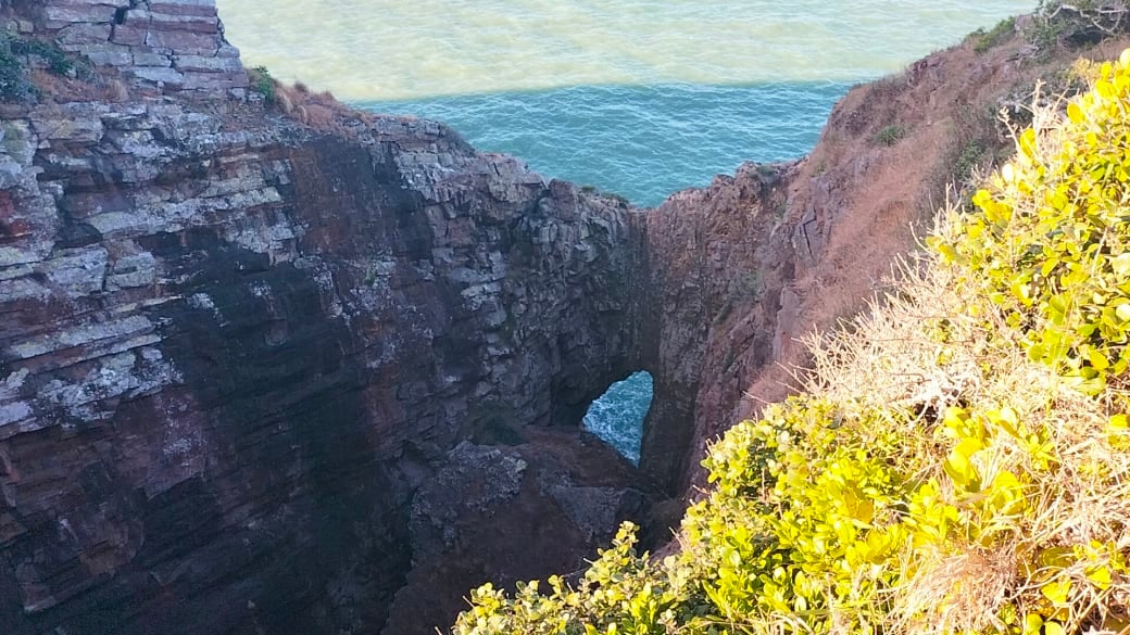 A breathtaking view of striking rock formations from Fan Rock Lookout at the Double Heads section of the Capricorn Coast National Park.